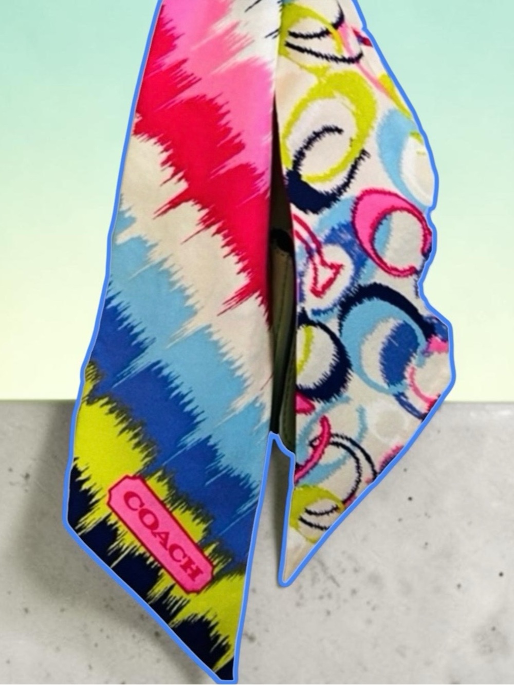 Coach Poppy multicolor IKAT print silk skinny scarf - Picture 3 of 10